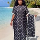 Women Fashion Abaya Dubai Maxi African Design Loose Print Muslim Scarf Dress