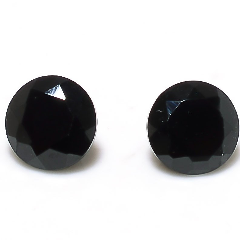 Certified Natural Black Spinel AAA Quality 11 mm Faceted Round 2 pcs Pair loose gemstone