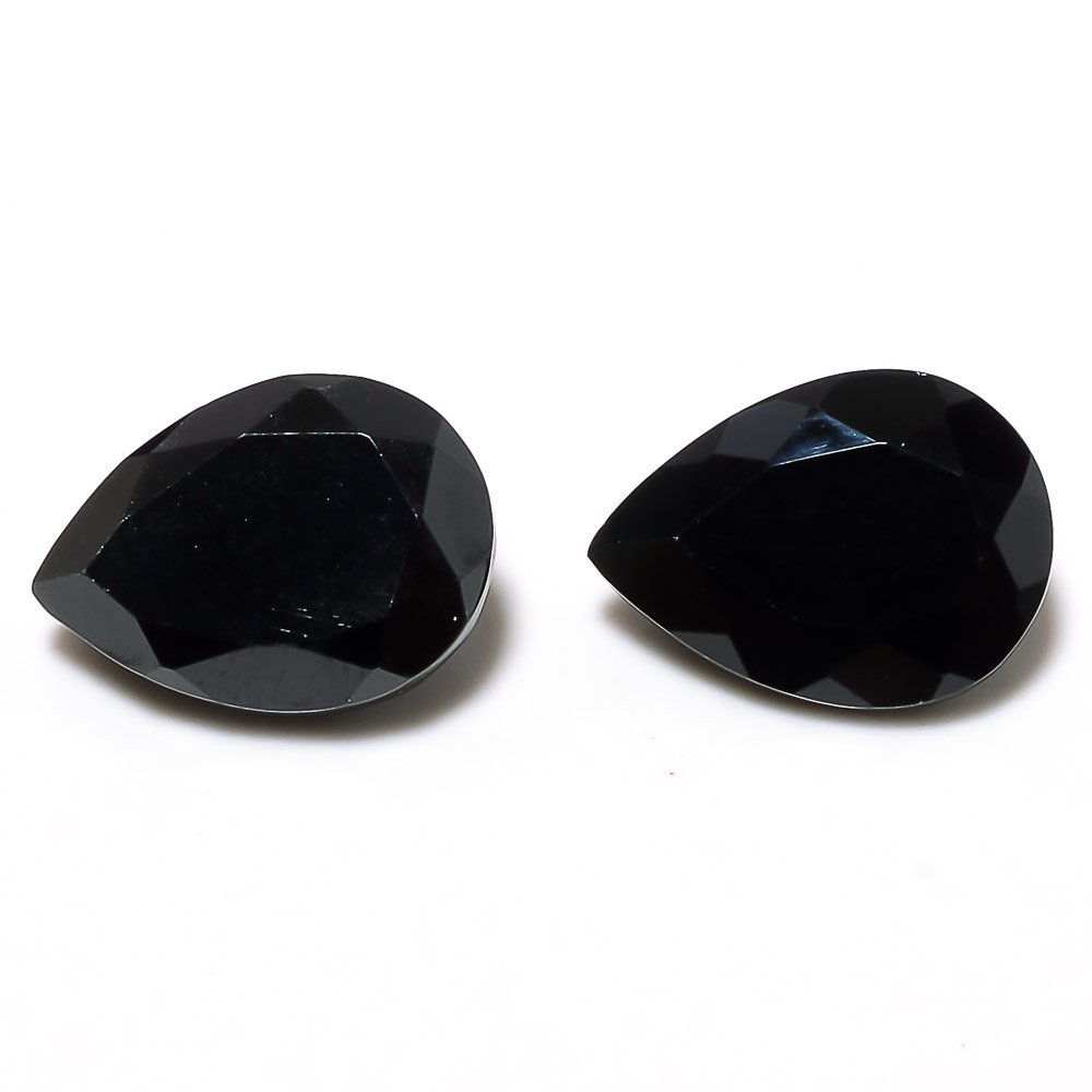 Certified Natural Black Spinel AAA Quality 14x10 mm Faceted Pear 2 pcs Pair loose gemstone
