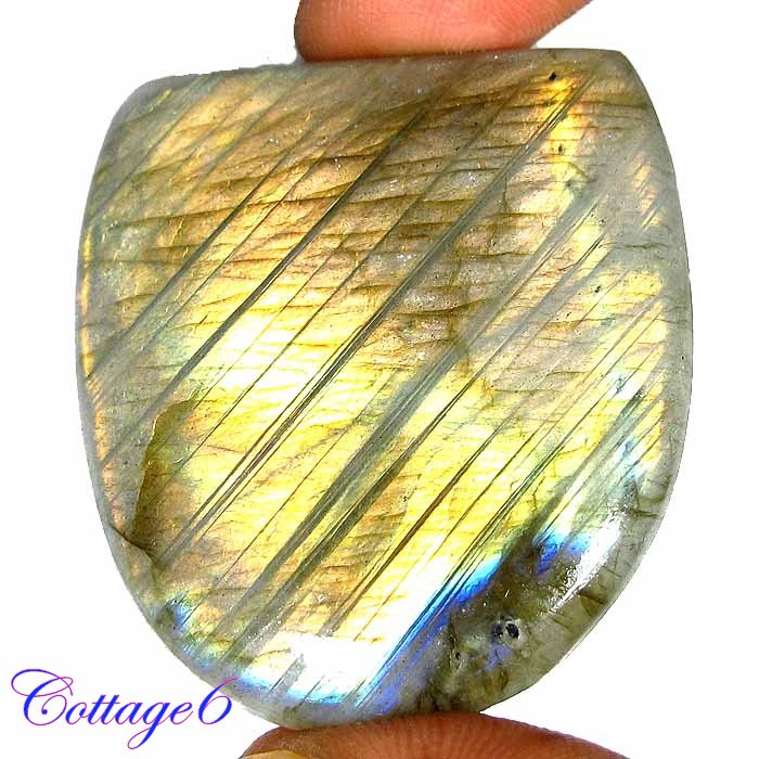 CERTIFIED 91.50Cts. NATURAL GOLDEN FLASH LABRADORITE CABOCHON GEMSTONE C6-2557