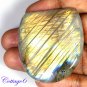 CERTIFIED 91.50Cts. NATURAL GOLDEN FLASH LABRADORITE CABOCHON GEMSTONE C6-2557