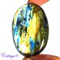 CERTIFIED 125.75Cts. NATURAL GOLDEN FLASH LABRADORITE CABOCHON GEMSTONE C6-2612