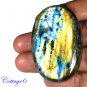 CERTIFIED 125.75Cts. NATURAL GOLDEN FLASH LABRADORITE CABOCHON GEMSTONE C6-2612
