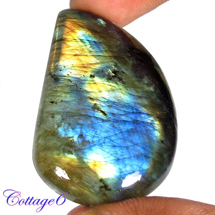 CERTIFIED 78.95Cts. NATURAL GOLDEN FLASH LABRADORITE CABOCHON GEMSTONE C6-2631