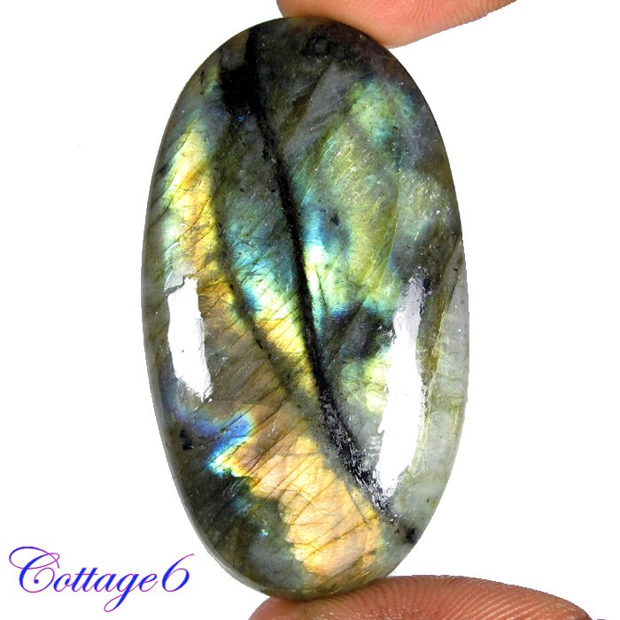 CERTIFIED 108.85Cts. NATURAL GOLDEN FLASH LABRADORITE CABOCHON GEMSTONE C6-2640