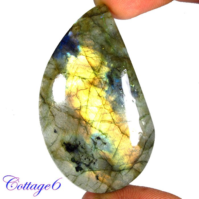 CERTIFIED 90.75Cts. NATURAL GOLDEN FLASH LABRADORITE CABOCHON GEMSTONE C6-2623