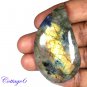 CERTIFIED 90.75Cts. NATURAL GOLDEN FLASH LABRADORITE CABOCHON GEMSTONE C6-2623
