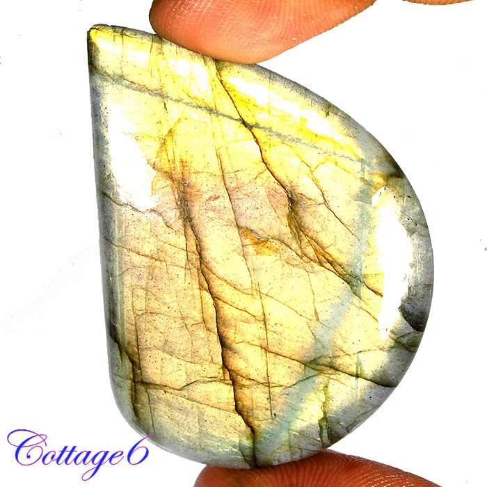 CERTIFIED 96.90Cts. NATURAL GOLDEN FLASH LABRADORITE CABOCHON GEMSTONE C6-2606