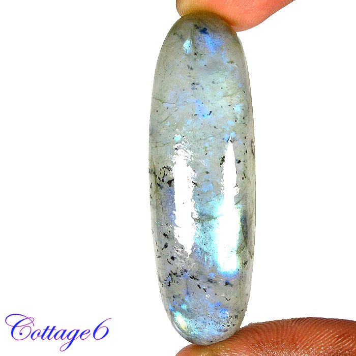 CERTIFIED 68.20Cts. NATURAL BLUE FLASH LABRADORITE CABOCHON GEMSTONE C6-2614