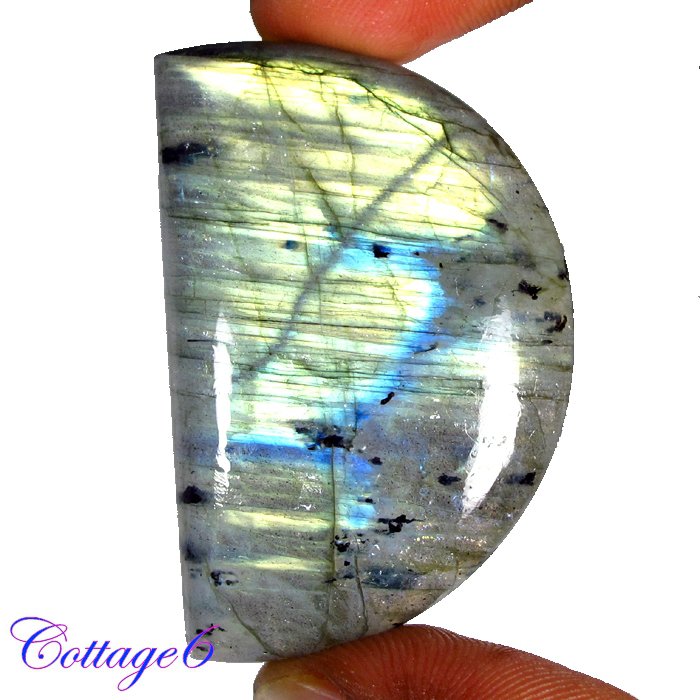 CERTIFIED 97.30Cts. NATURAL GOLDEN FLASH LABRADORITE CABOCHON GEMSTONE C6-2611