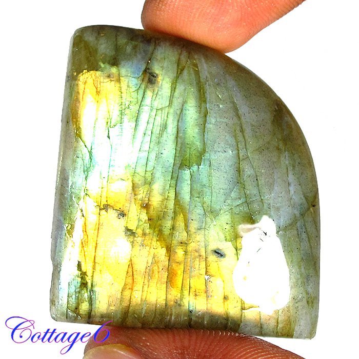 CERTIFIED 84.55Cts. NATURAL GOLDEN FLASH LABRADORITE CABOCHON GEMSTONE C6-2638