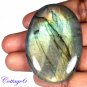 CERTIFIED 180.67Cts. NATURAL GOLDEN FLASH LABRADORITE CABOCHON GEMSTONE C6-234