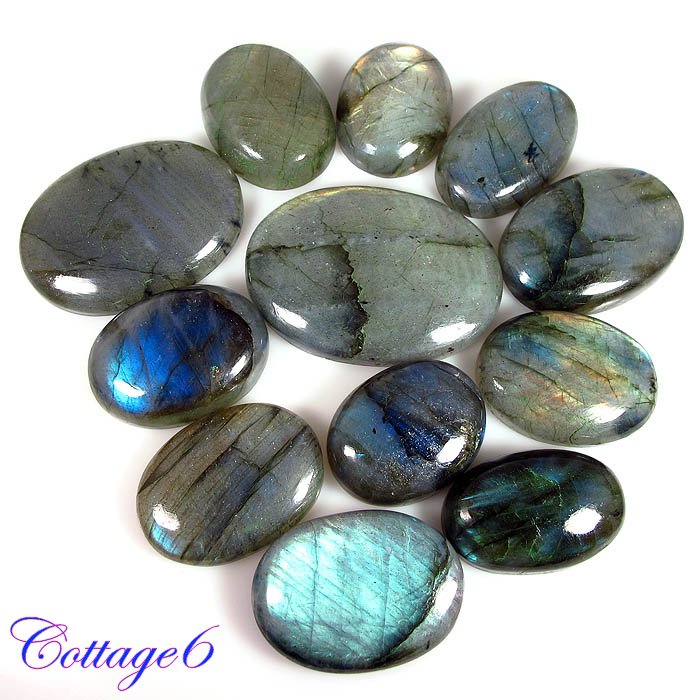 12Pcs. 486.00Cts. NATURAL LABRADORITE WHOLE SALE LOT CABOCHON GEMSTONE C6-448