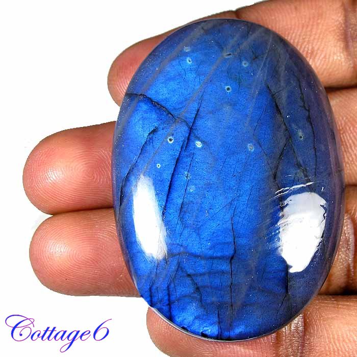 CERTIFIED 188.50Cts. NATURAL LABRADORITE BLUE FLASH CABOCHON GEMSTONE C6-25