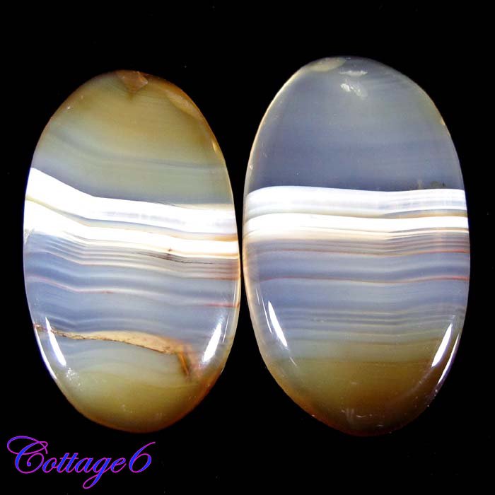 Certfied   AAA+++ 40.65Cts. NATURAL ONYX AGATE MATCHED PAIR OVAL CABOCHON GEMSTONE C6-07