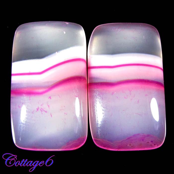 Certfied   31.10Cts. NATURAL ONYX AGATE MATCHED PAIR CABOCHON GEMSTONE C6-06