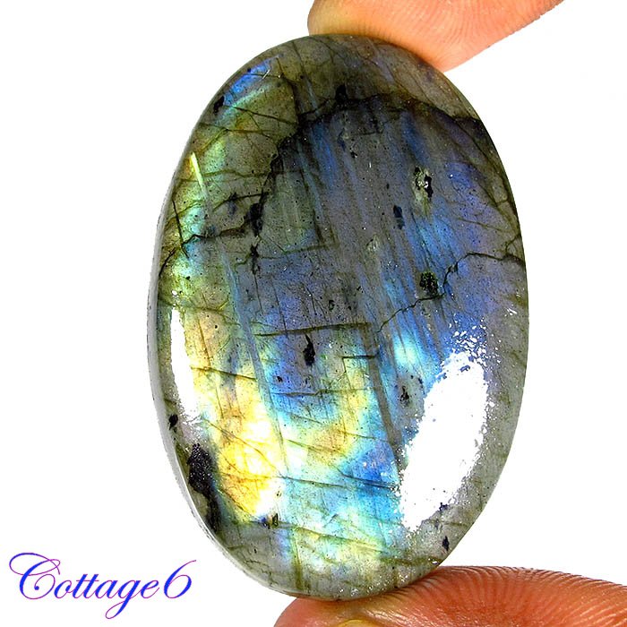 Certified 111.55Cts. NATURAL BLUE FIRE LABRADORITE OVAL SHAPE CABOCHON GEMSTONE C6-2159