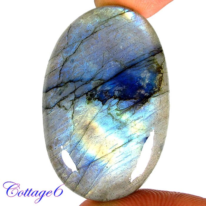 Certified 58.12Cts. NATURAL BLUE FIRE LABRADORITE OVAL SHAPE CABOCHON GEMSTONE C6-2162