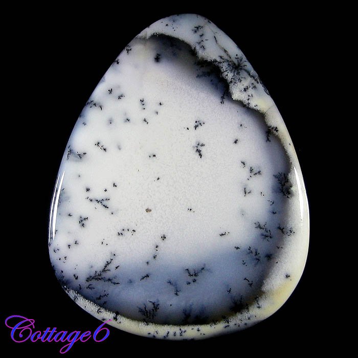 Certified 74.91Cts. NATURAL DENDRITE OPAL MERLINITE PEAR SHAPE CABOCHON GEMSTONE C6-2124