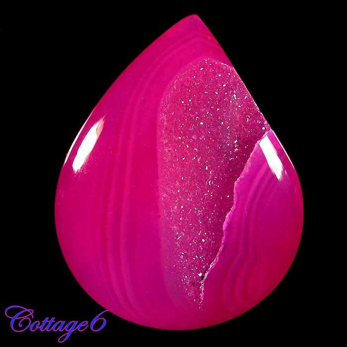 Certified 53.10Cts. ONYX DRUZY AGATE GEODE PEARL SHAPE CABOCHON GEMSTONE C6-698