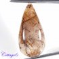 Certified 19.65Cts. 100% NATURAL RUTILE QUARTZ PEAR SHAPE CABOCHON GEMSTONE BRAZIL C6-342