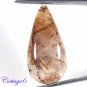 Certified 19.65Cts. 100% NATURAL RUTILE QUARTZ PEAR SHAPE CABOCHON GEMSTONE BRAZIL C6-342