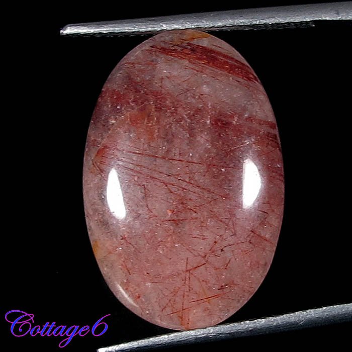 Certified NATURAL COPPER RUTILE QUARTZ OVAL CABOCHON GEMSTONE BRAZIL