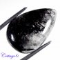 Certifiede  NATURAL BLACK RUTILE QUARTZ PEAR CABOCHON GEMSTONE C6-370