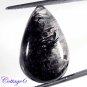 Certifiede  NATURAL BLACK RUTILE QUARTZ PEAR CABOCHON GEMSTONE C6-370