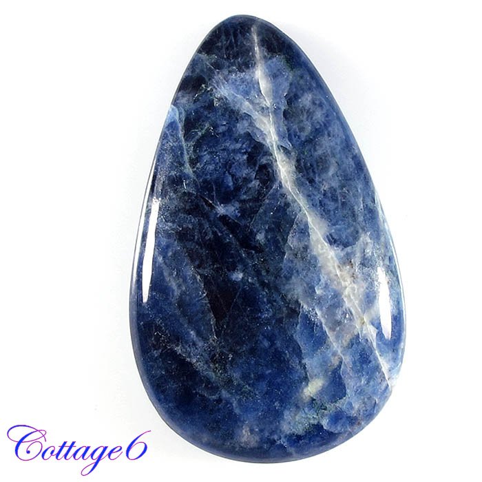 Certified NATURAL BLUE SODALITE PEAR SHAPE CABOCHON GEMSTONE C6-2083