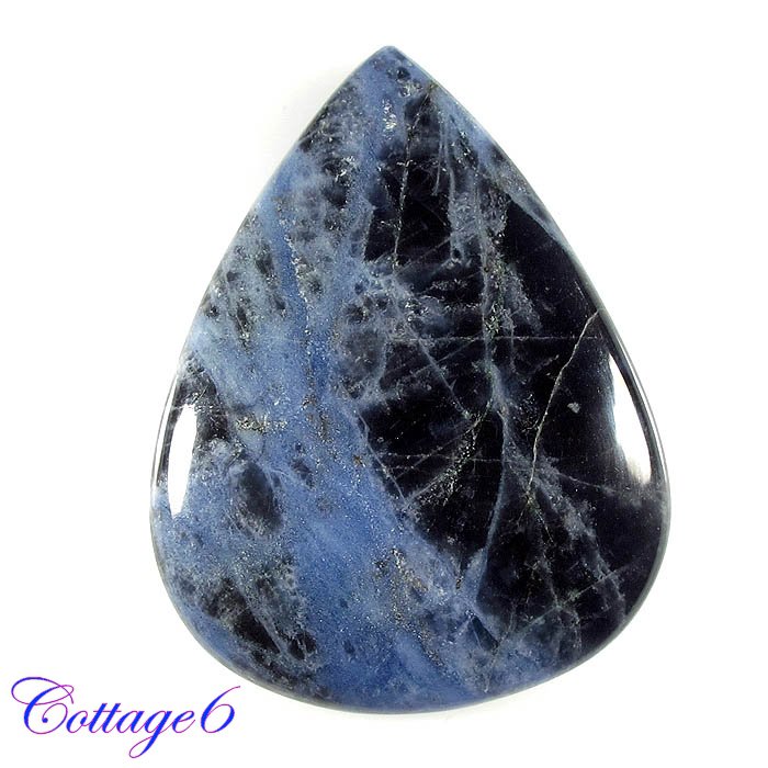 Certified NATURAL BLUE SODALITE PEAR SHAPE CABOCHON GEMSTONE C6-2093