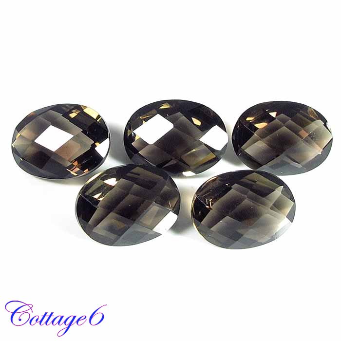 Certified NATURAL SMOKY QUARTZ CHECKERED CUT GEMSTONE WHOLESALE LOT 5pcs. C6-280