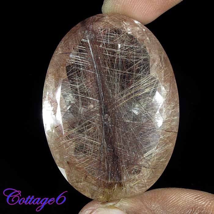 Certified  NATURAL COPPER RUTILE QUARTZ OVAL CUT GEMSTONE BRAZIL C6-01