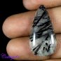Certified NATURAL RUTILE QUARTZ BLACK NEEDLE PEAR SHAPE CABOCHON GEMSTONE C6-158
