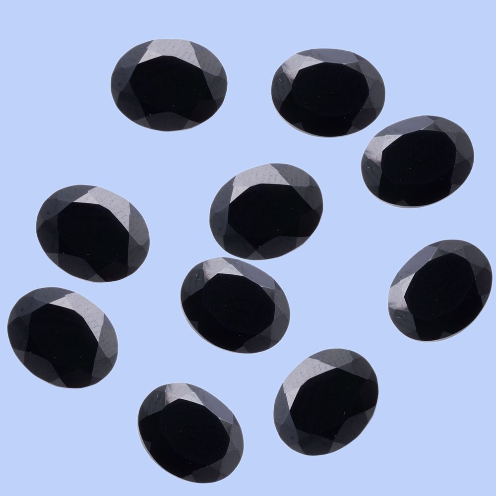 Certified Natural Black Spinel AAA Quality 9x7 mm Faceted Oval 25 pcs lot loose gemstone