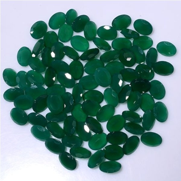 Certified Green onyx AAA Quality 7x5 mm Faceted Oval 25 pcs lot loose gemstone