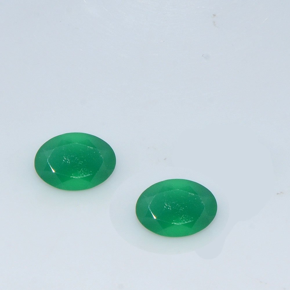 Certified Green onyx AAA Quality 8x6 mm Faceted Oval 2 pcs Pair loose gemstone