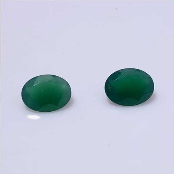 Certified Green onyx AAA Quality 10x8 mm Faceted Oval 2 pcs Pair loose gemstone