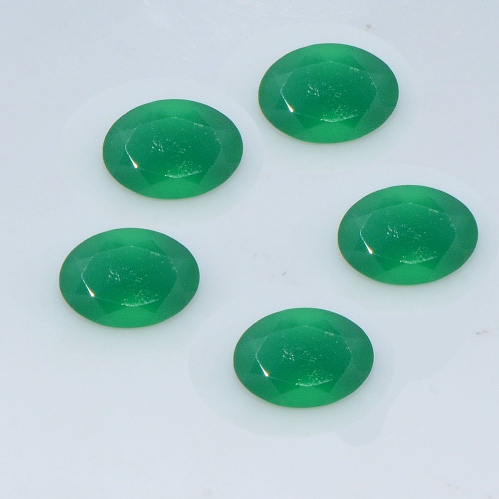 Certified Green onyx AAA Quality 10x12 mm Faceted Oval 5 pcs lot loose gemstone
