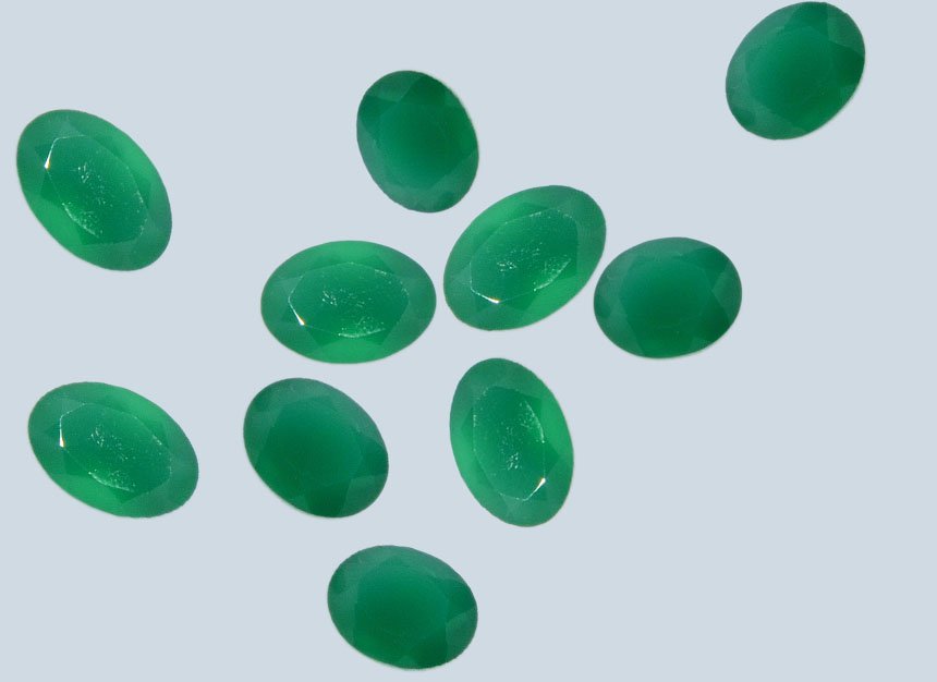 Certified Green onyx AAA Quality 10x14 mm Faceted Oval 10 pcs lot loose gemstone
