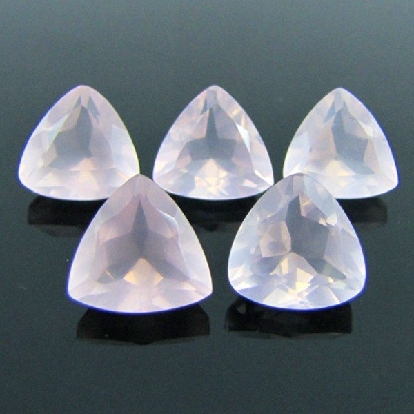 Certified Natural Rose Quartz AAA Quality 5 mm Faceted Trillion 20 pcs lot loose gemstone
