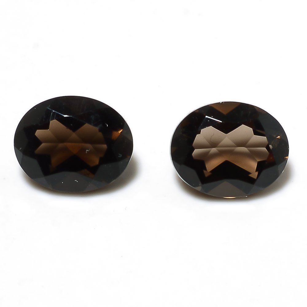 Certified Natural Smoky Quartz AAA Quality 8x6 mm Faceted Oval 2 pcs Pair loose gemstone