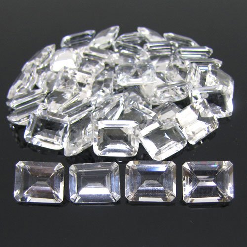 Certified Natural White Topaz AAA Quality 8x6 mm Faceted Octagon 10 pcs lot loose gemstone