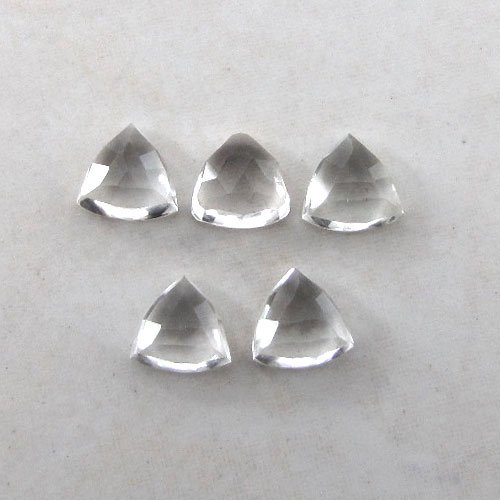 Certified Natural White Topaz AAA Quality 6 mm Faceted Trillion 2 pcs Pair loose gemstone