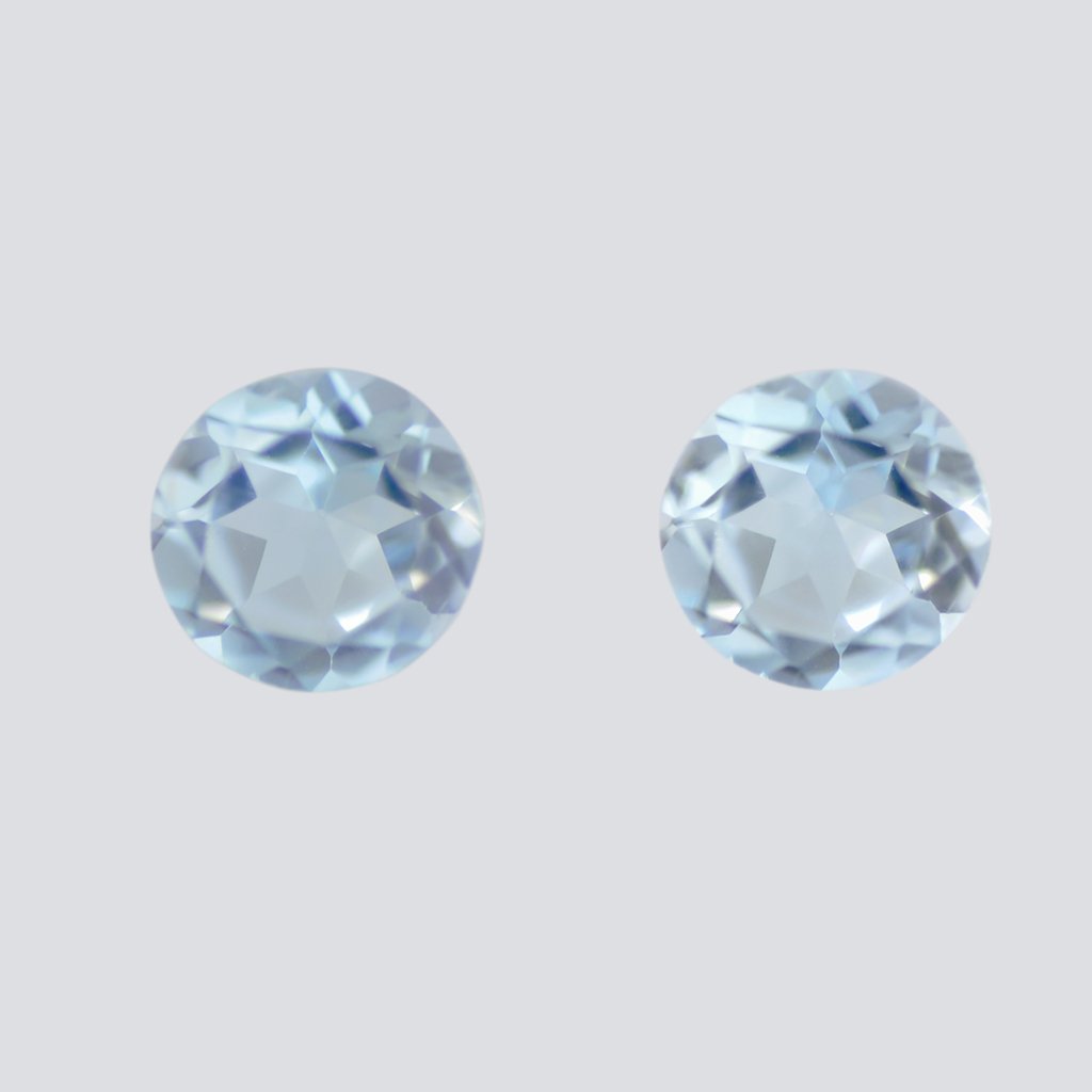 Certified Natural Sky Blue Topaz AAA Quality 7 mm Faceted Round 2 pcs Pair loose gemstone