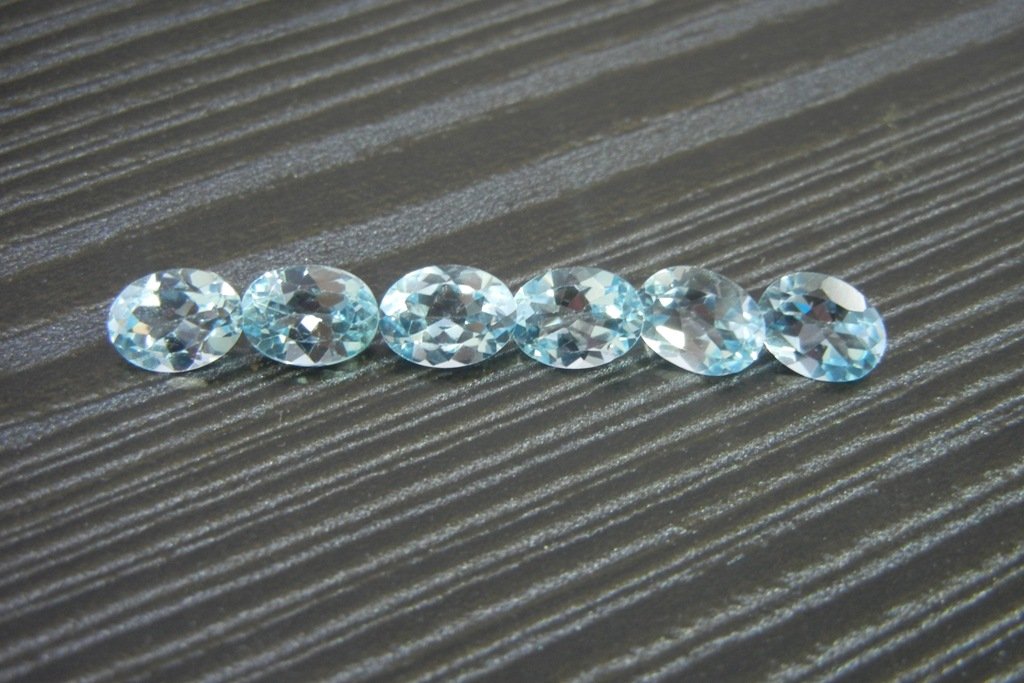 Certified Natural Sky Blue Topaz AAA Quality 6x4 mm Faceted Oval 5 pcs lot loose gemstone
