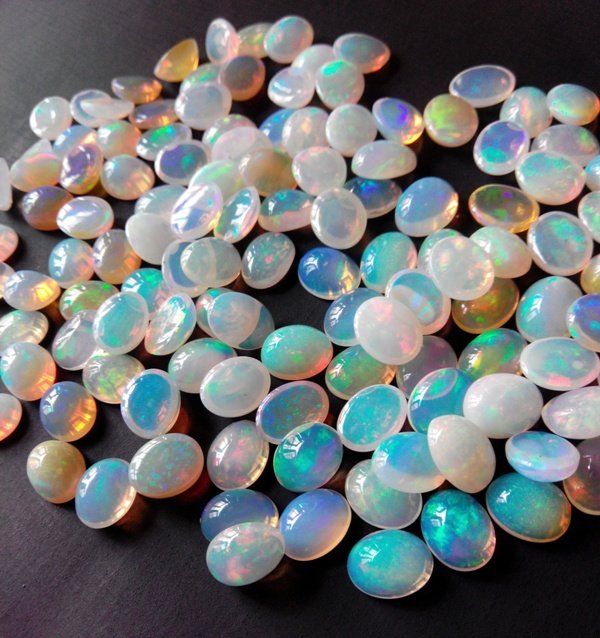 Certified Natural Ethiopian Opal AAA Quality loose Gemstone 7x9 mm Cabochon Oval 10 pieces lot