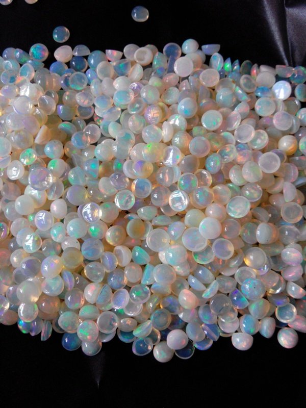 Certified Natural Ethiopian Opal AAA Quality loose Gemstone 3 mm Cabochon Round 2 pieces Pair