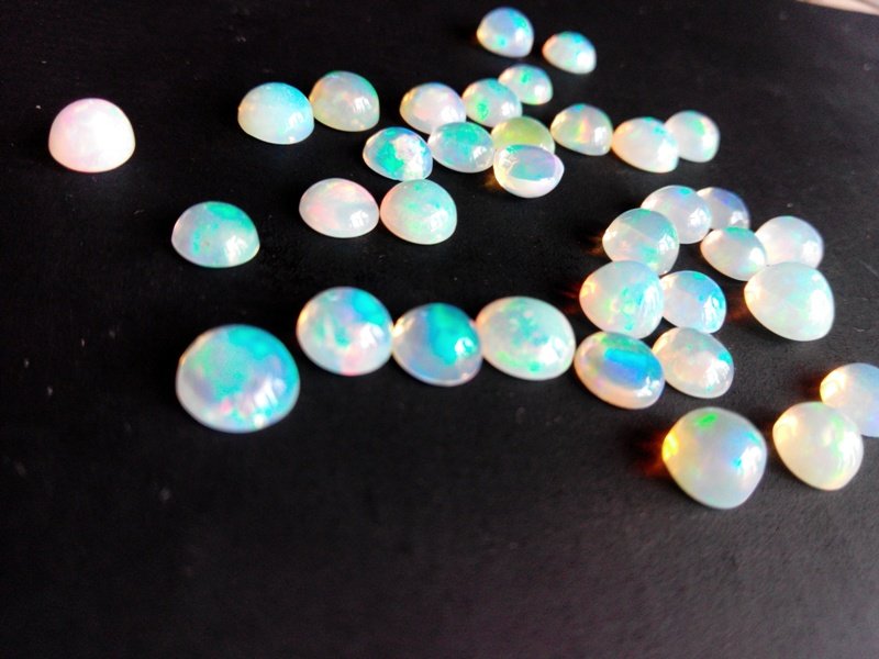 Certified Natural Ethiopian Opal AAA Quality loose Gemstone 7 mm Cabochon Round 5 pieces lot