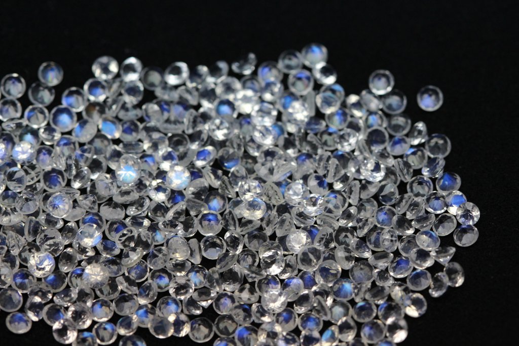 Natural Rainbow Moonstone 3.5 mm Faceted Round 500 pcs Lot Loose Gemstone